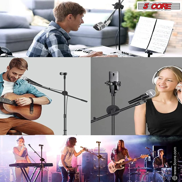 Alt view image 6 of 7 - 5 Core Tripod Mic Stand Adjustable Heavy Duty Floor Holder Microphone Boom Arm