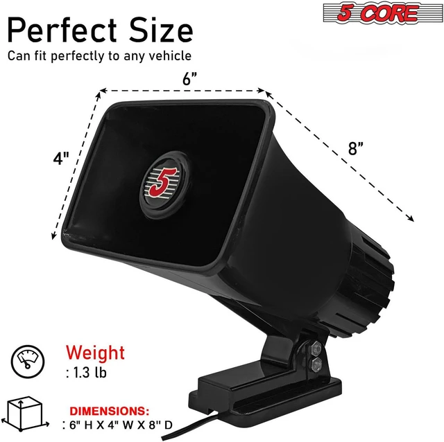 Alt view image 5 of 7 - 5 Core PA Speaker 6 x 4 Inch 50W Bull Horn Loud Indoor Outdoor Speakers System 8Ohm Reflex Megaphone Mounting Bracket & Hardware Included Black - HW 405 BLK