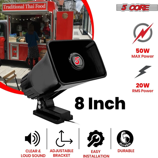 Alt view image 2 of 7 - 5 Core PA Speaker 6 x 4 Inch 50W Bull Horn Loud Indoor Outdoor Speakers System 8Ohm Reflex Megaphone Mounting Bracket & Hardware Included Black - HW 405 BLK