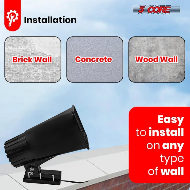Alt view image 6 of 7 - 5 Core PA Speaker 6 x 4 Inch 50W Bull Horn Loud Indoor Outdoor Speakers System 8Ohm Reflex Megaphone Mounting Bracket & Hardware Included Black - HW 405 BLK