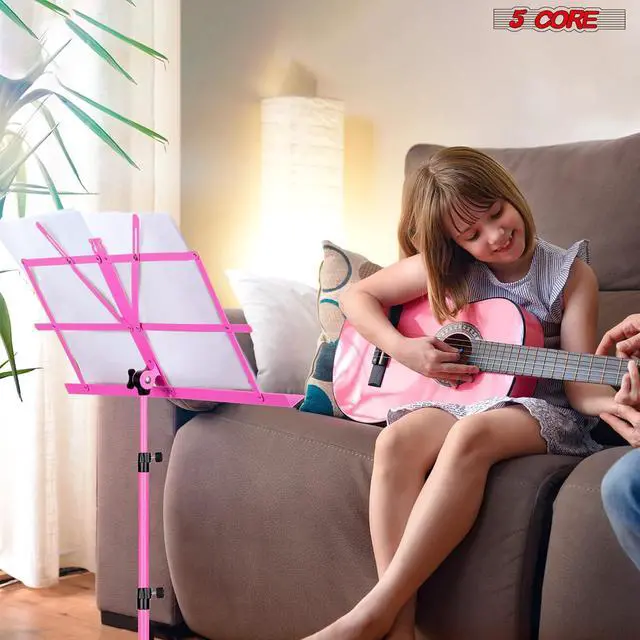 Alt view image 6 of 8 - 5 Core Music Stand 2 in 1 Dual Use Sheet Music Professional Portable Adjustable 27.6-67 Inch Folding Music Note Holder Tripod Stands Pink MUS FLD 4S PNK