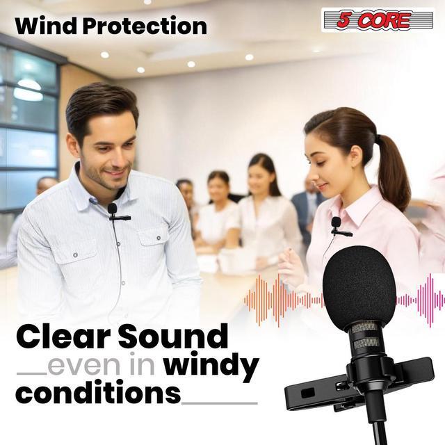 Alt view image 5 of 15 - 5 Core Premium Lavalier Microphone Lapel Clip-on Mini Wired Omnidirectional Condenser Mic for Podcasting, Recording, Vlogging, Android, Smartphone, DSLR, Camera, Computer, Laptop