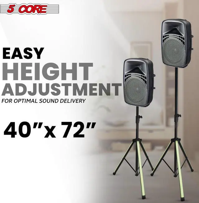 Alt view image 2 of 7 - 5 Core Speaker Stand w RGB Tripod Floor Heavy Duty Adjustable Up to 72 Inch DJ Studio kanto Monitor Stands Pole Mount - SS HD LGT