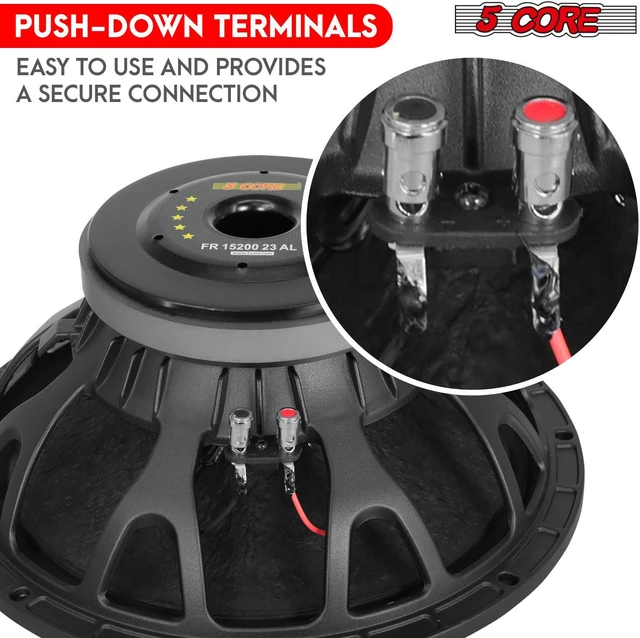 Alt view image 7 of 7 - 5 Core 15 Inch Subwoofer Speaker 1Pc 2000W PMPO Raw Full Range Speaker 500W RMS 15" Replacement 8 Ohm Pro Audio DJ Sub Woofer w 4 CCAW Voice Coil Aluminum Frame 74 Oz Magnet - FR 15200 23 AL