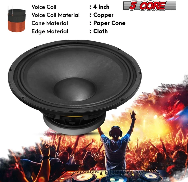 Alt view image 5 of 7 - 5 Core 15 Inch Subwoofer Speaker 1Pc 2000W PMPO Raw Full Range Speaker 500W RMS 15" Replacement 8 Ohm Pro Audio DJ Sub Woofer w 4 CCAW Voice Coil Aluminum Frame 74 Oz Magnet - FR 15200 23 AL