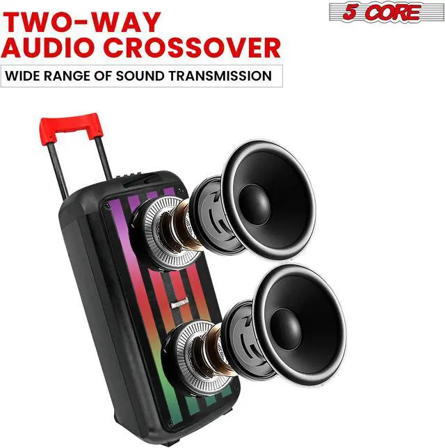 Alt view image 2 of 7 - 5 Core Bluetooth Party Speaker 8 inch PA RGB Party box Karaoke Machine + 2 Wireless Mic