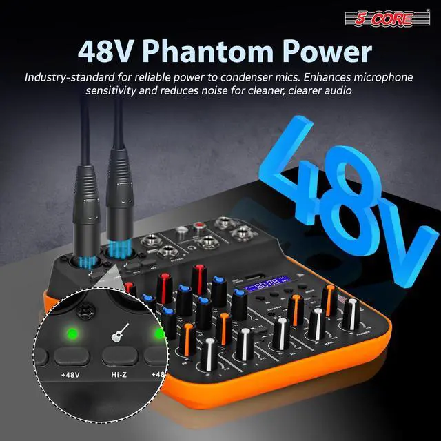 Alt view image 5 of 7 - 5 Core Audio Interface Mixer 4 Channel PC XLR Bluetooth USB DJ Music Stereo Sound Board Professional Small Podcast Karaoke Streaming PA Analog Portable Consola De Audio - MX 4CH ORG