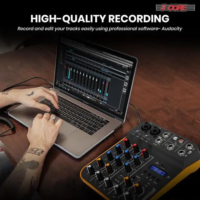 Alt view image 4 of 7 - 5 Core Audio Interface Mixer 4 Channel PC XLR Bluetooth USB DJ Music Stereo Sound Board Professional Small Podcast Karaoke Streaming PA Analog Portable Consola De Audio - MX 4CH ORG