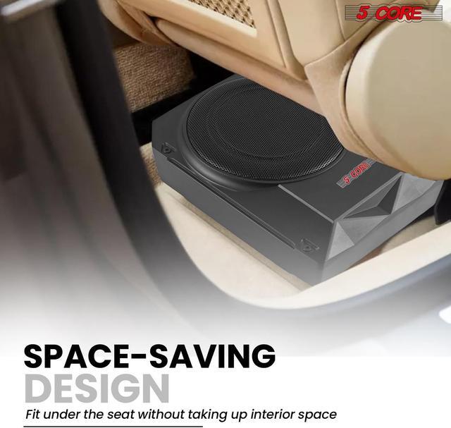 Alt view image 6 of 7 - 5 Core Inc. 10 inch Slim Under Seat Car Audio Subwoofer 800W Active Powered Under-Seat Built in Amplifier Truck Sub Woofer in Enclosure Box + Wiring Kit & Remote Control BTUBE UNDR ST 150