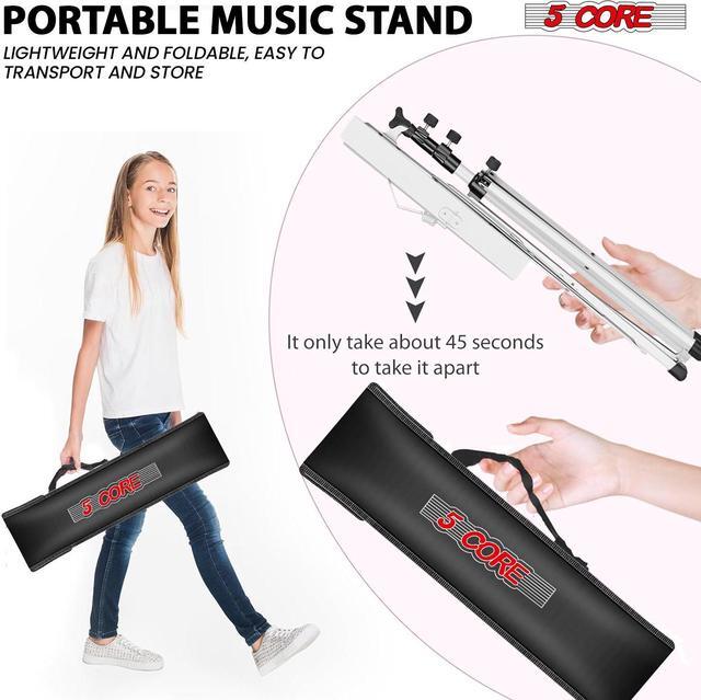 Alt view image 6 of 7 - 5 Core Music Stand For Sheet Music Portable Tripod Adjustable Folding Note Holder Higher White