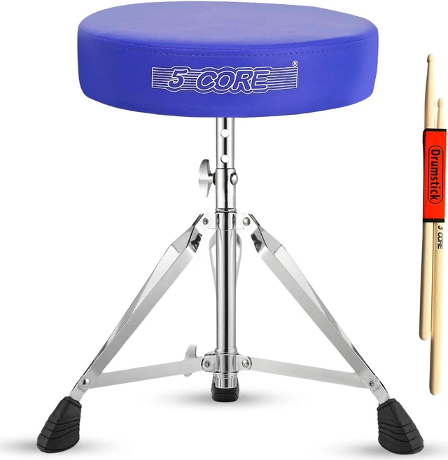 Main image of 5 Core Drum Throne Padded Adjustable Guitar Stool Drummer Seat for Adults & Kids BLUE