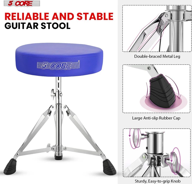 Alt view image 6 of 7 - 5 Core Drum Throne Padded Adjustable Guitar Stool Drummer Seat for Adults & Kids BLUE