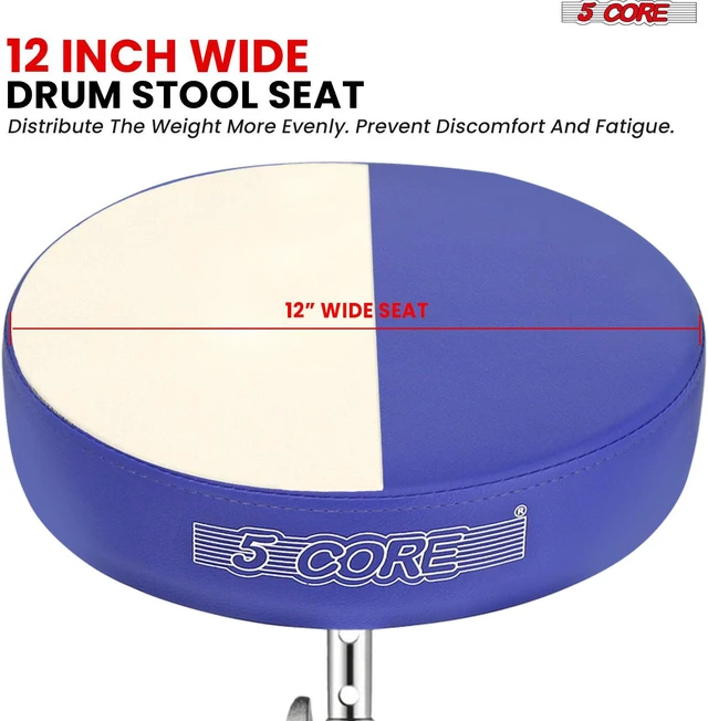Alt view image 4 of 7 - 5 Core Drum Throne Padded Adjustable Guitar Stool Drummer Seat for Adults & Kids BLUE