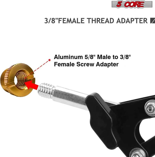 Alt view image 6 of 7 - 5 Core Mic Stand Adapter 5/8 Male to 3/8 Female Screw Thread Conversion Connector