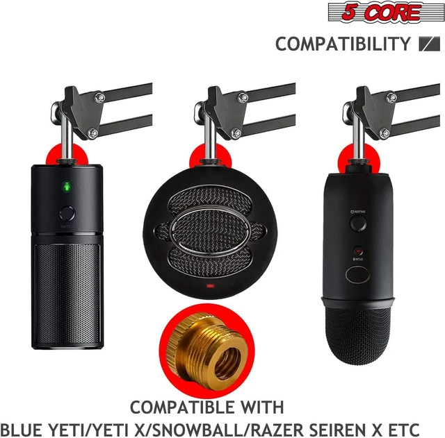 Alt view image 5 of 7 - 5 Core Mic Stand Adapter 5/8 Male to 3/8 Female Screw Thread Conversion Connector