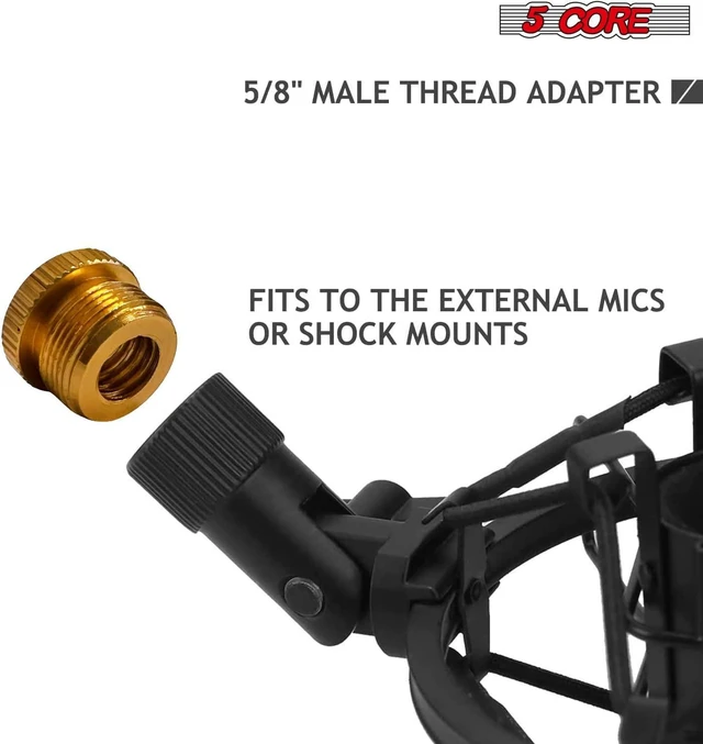 Alt view image 7 of 7 - 5 Core Mic Stand Adapter 5/8 Male to 3/8 Female Screw Thread Conversion Connector