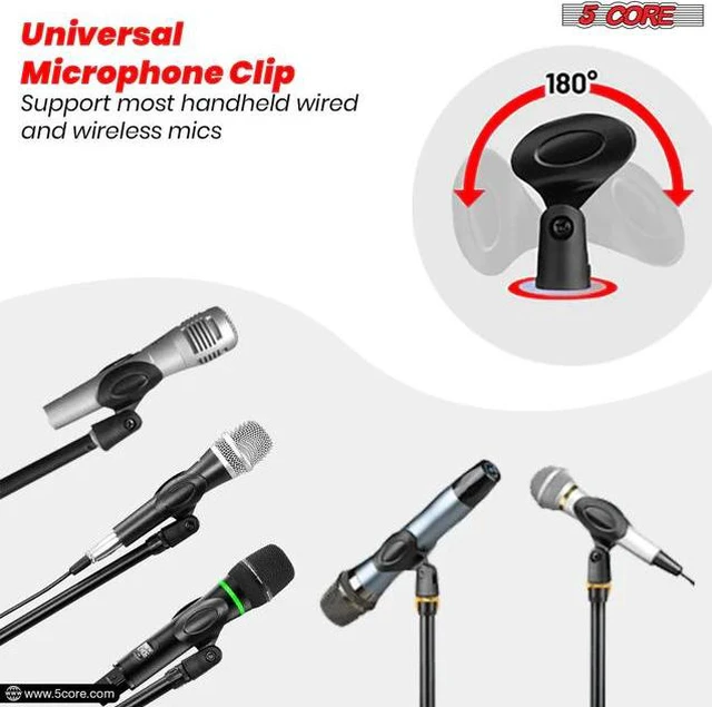 Alt view image 7 of 7 - 5 Core Tripod Mic Stand 4Pcs Heavy Duty Adjustable Holder Floor Microphone Boom Arm BLACK