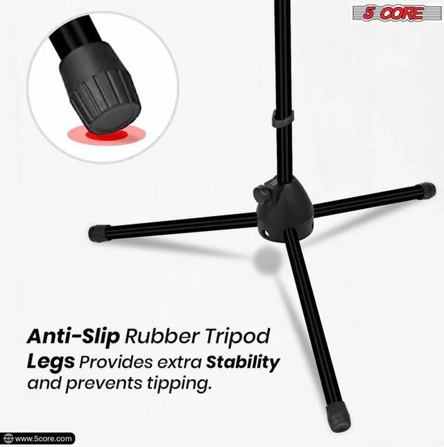 Alt view image 5 of 7 - 5 Core Tripod Mic Stand 4Pcs Heavy Duty Adjustable Holder Floor Microphone Boom Arm BLACK