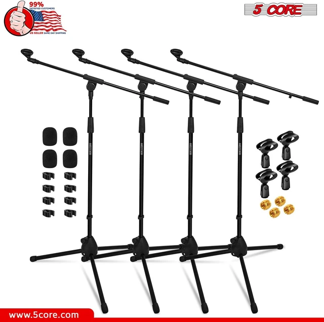 Alt view image 2 of 7 - 5 Core Tripod Mic Stand 4Pcs Heavy Duty Adjustable Holder Floor Microphone Boom Arm BLACK