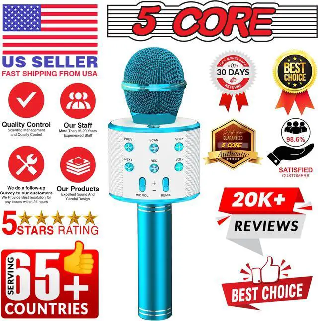 Alt view image 4 of 10 - 5 Core Wireless Karaoke Microphone Bluetooth Mic Portable Handheld Microfonos Inalambricos