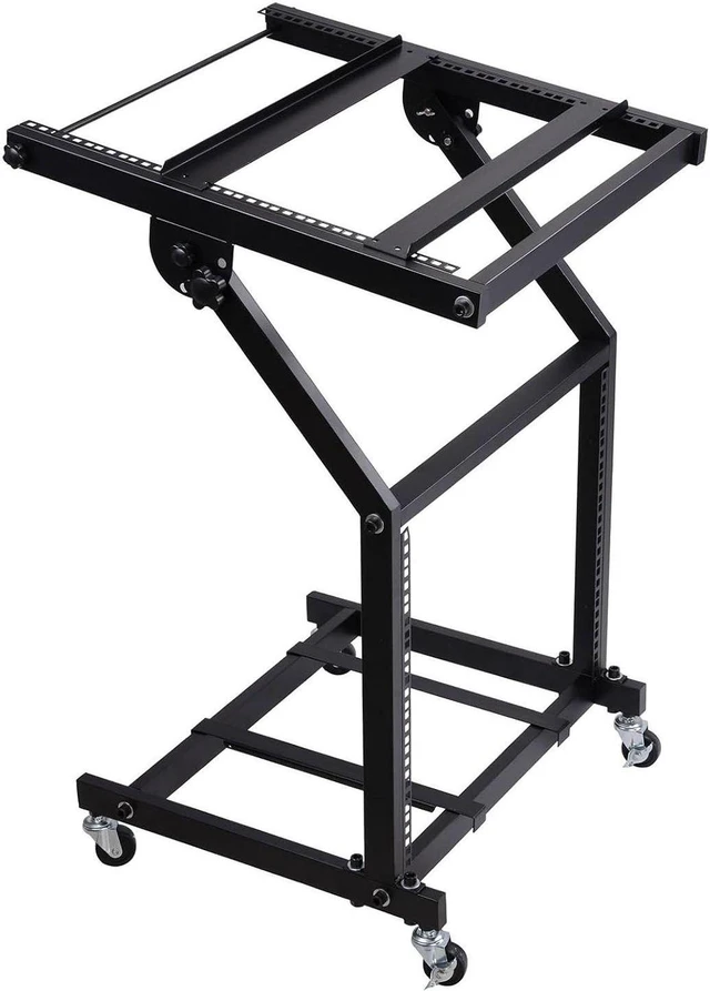 Main image of 5 Core 9U Professional Audio Rack Mount DJ Mixer Stand Studio Adjustable Table Cart with Wheels - RACK STAND 9U