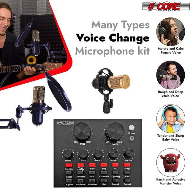 Alt view image 6 of 7 - 5 Core Recording Microphone Podcast Bundle  Professional Condenser Cardioid Mic Kit  w Boom Arm RM 8 BG