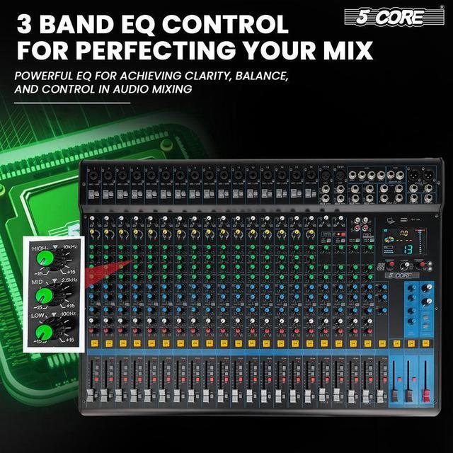 Alt view image 4 of 7 - 5 Core DJ Audio Mixer 24 Channel Professional Stereo Sound Board w 256 digital effects USB Bluetooth 48V Phantom Power Consola De Audio for Studio Recording Podcasting DJ Show - MX 24CH XU