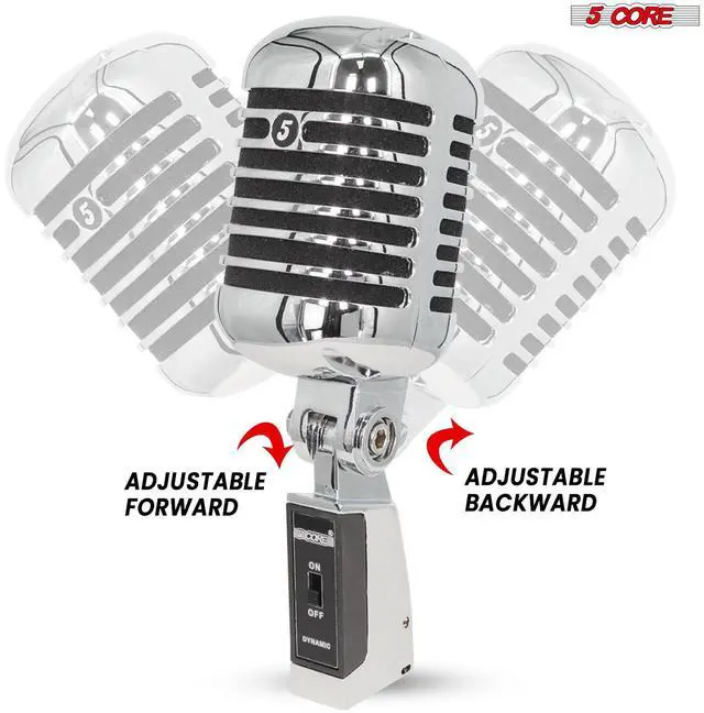Alt view image 4 of 7 - 5 Core Classic Retro Microphone Dynamic Metal Body Old Vintage Style Unidirectional Cardioid Mic w XLR Input Universal Stand Compatible - RTRO MIC CH BLK