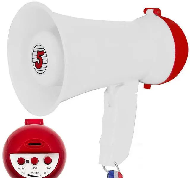 Main image of 5 Core Megaphone Bullhorn Speaker 15W Mini Battery Power Bull horn w Siren 400 Yard Range White