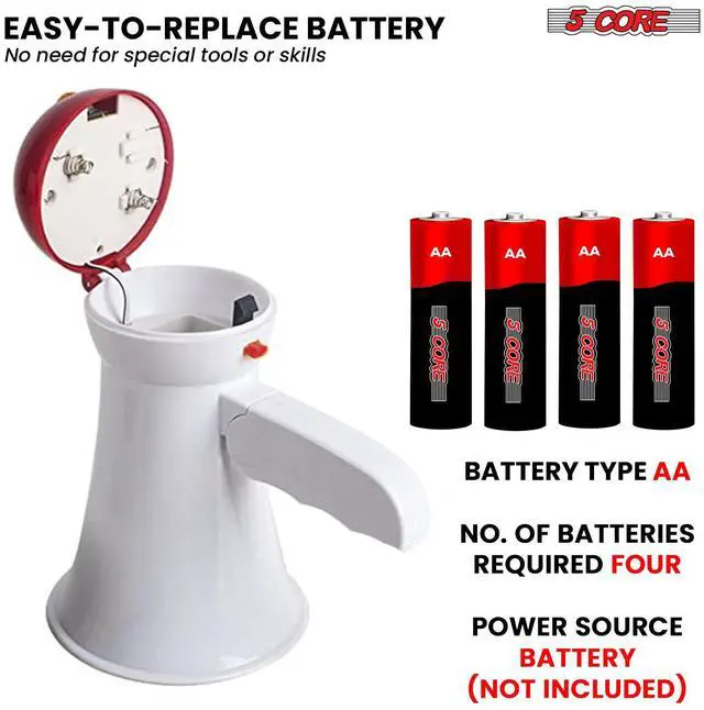 Alt view image 4 of 7 - 5 Core Megaphone Bullhorn Speaker 15W Mini Battery Power Bull horn w Siren 400 Yard Range White