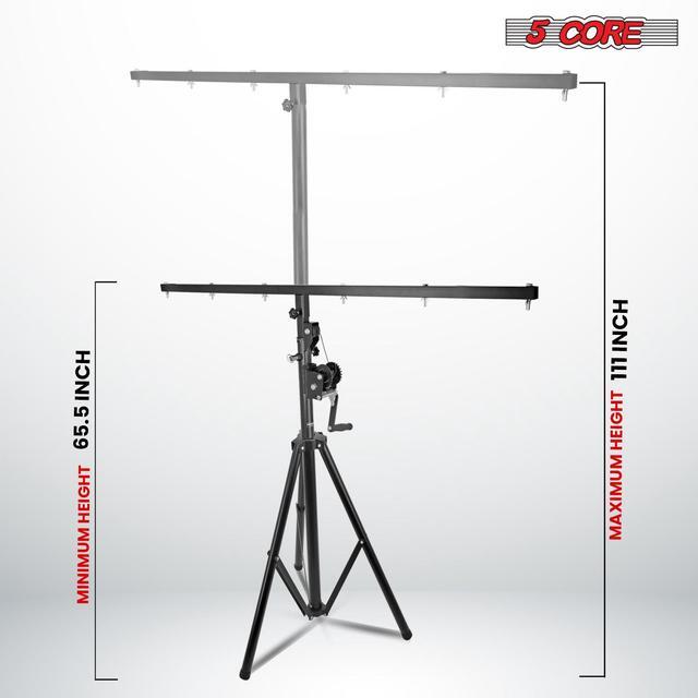 Alt view image 2 of 7 - 5 Core DJ Light Stand Stage Lighting Truss System Hand Crank Up Portable Heavy Duty Height Adjustable 65.5 to 111 Inches T bar Mount for Can Lights Tall Lighting Tripod Floor LS 120 Crank