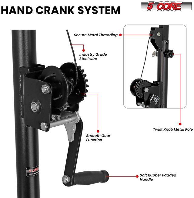 Alt view image 4 of 7 - 5 Core DJ Light Stand Stage Lighting Truss System Hand Crank Up Portable Heavy Duty Height Adjustable 65.5 to 111 Inches T bar Mount for Can Lights Tall Lighting Tripod Floor LS 120 Crank