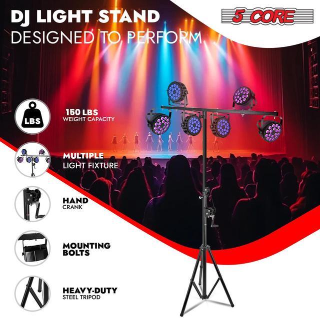 Alt view image 6 of 7 - 5 Core DJ Light Stand Stage Lighting Truss System Hand Crank Up Portable Heavy Duty Height Adjustable 65.5 to 111 Inches T bar Mount for Can Lights Tall Lighting Tripod Floor LS 120 Crank