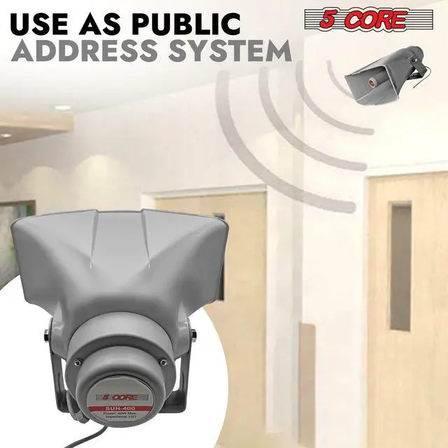 Alt view image 3 of 7 - 5 CORE 8" x 16" Outdoor PA Horn Speaker Loudspeaker 40 Watt RMS 10 Ohm Commercial Paging Megaphone Driver Horn Loud Sound Waterproof Vehicle Siren - SUH-400 1Pc