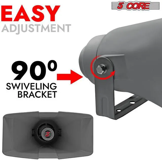 Alt view image 5 of 7 - 5 CORE 8" x 16" Outdoor PA Horn Speaker Loudspeaker 40 Watt RMS 10 Ohm Commercial Paging Megaphone Driver Horn Loud Sound Waterproof Vehicle Siren - SUH-400 1Pc