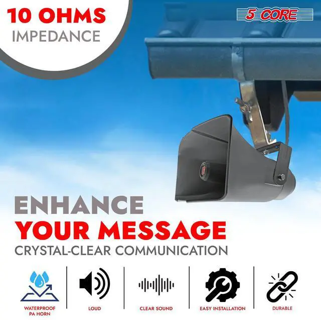 Alt view image 4 of 7 - 5 CORE 8" x 16" Outdoor PA Horn Speaker Loudspeaker 40 Watt RMS 10 Ohm Commercial Paging Megaphone Driver Horn Loud Sound Waterproof Vehicle Siren - SUH-400 1Pc