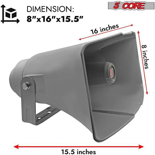 Alt view image 7 of 7 - 5 CORE 8" x 16" Outdoor PA Horn Speaker Loudspeaker 40 Watt RMS 10 Ohm Commercial Paging Megaphone Driver Horn Loud Sound Waterproof Vehicle Siren - SUH-400 1Pc