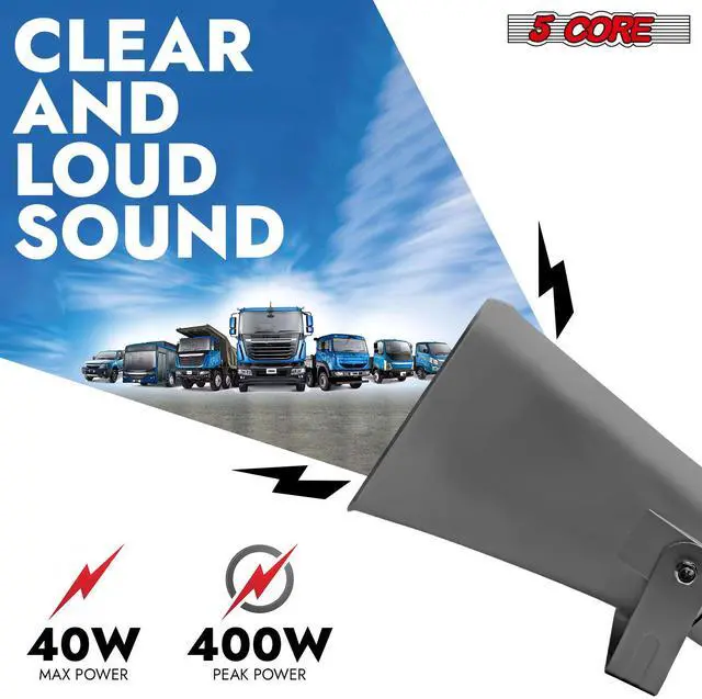 Alt view image 2 of 7 - 5 CORE 8" x 16" Outdoor PA Horn Speaker Loudspeaker 40 Watt RMS 10 Ohm Commercial Paging Megaphone Driver Horn Loud Sound Waterproof Vehicle Siren - SUH-400 1Pc