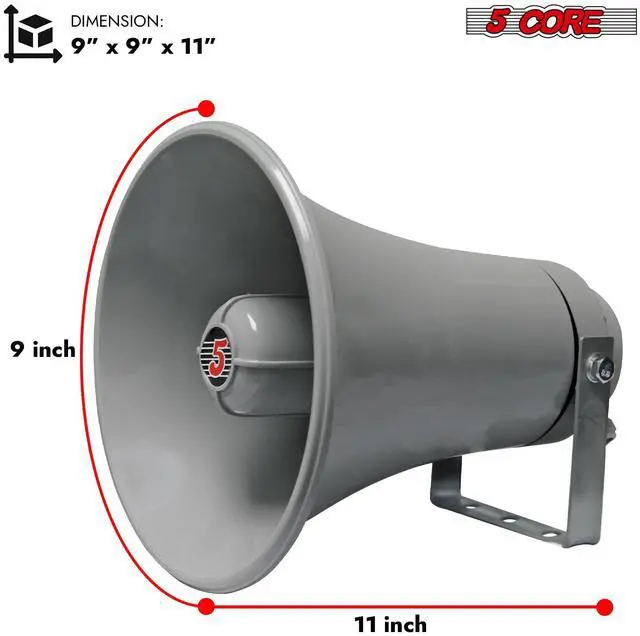 Alt view image 4 of 7 - 5 Core PA Horn Loud Speaker 9 Inch Outdoor Indoor 20W 8 Ohm Durable All Weather Multi Purpose Loudspeaker for Music Speech Warehouse - UHC 150 1Pc