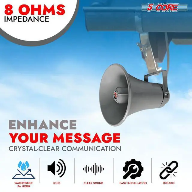 Alt view image 3 of 7 - 5 Core PA Horn Loud Speaker 9 Inch Outdoor Indoor 20W 8 Ohm Durable All Weather Multi Purpose Loudspeaker for Music Speech Warehouse - UHC 150 1Pc