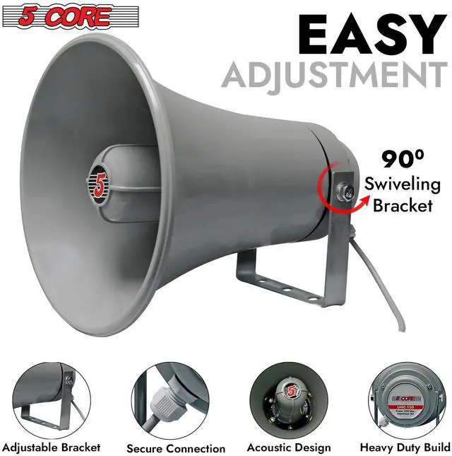 Alt view image 5 of 7 - 5 Core PA Horn Loud Speaker 9 Inch Outdoor Indoor 20W 8 Ohm Durable All Weather Multi Purpose Loudspeaker for Music Speech Warehouse - UHC 150 1Pc