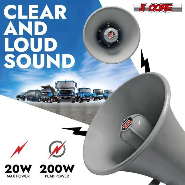 Alt view image 2 of 7 - 5 Core PA Horn Loud Speaker 9 Inch Outdoor Indoor 20W 8 Ohm Durable All Weather Multi Purpose Loudspeaker for Music Speech Warehouse - UHC 150 1Pc
