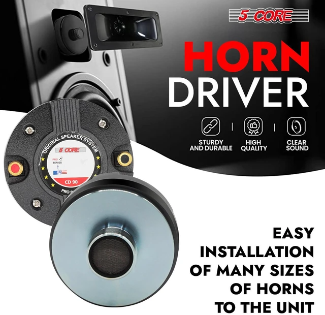 Alt view image 4 of 9 - 5 Core Compression Driver Titanium Voice Coil 200W Peak Audio Horn Speaker Tweeter System Super Loud