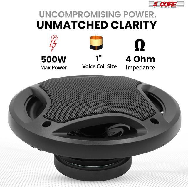 Alt view image 2 of 7 - 5 CORE 2 Way 6 Inch Car Stereo Speakers 500W Coaxial Subwoofer w Tweeter | Universal Fit Quick Easy Replacement Component Speaker Vehicle Door/Side Panel Mount Compatible Deep Bass (Pair) - CS 06 2W