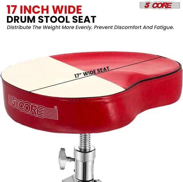 Alt view image 5 of 7 - 5 Core Drum Throne Padded Guitar Stool Adjustable Heavy Duty Music Chair Seat Universal for Adults & Kids with Anti Slip Rubber Feet - DS CH RED SDL HD