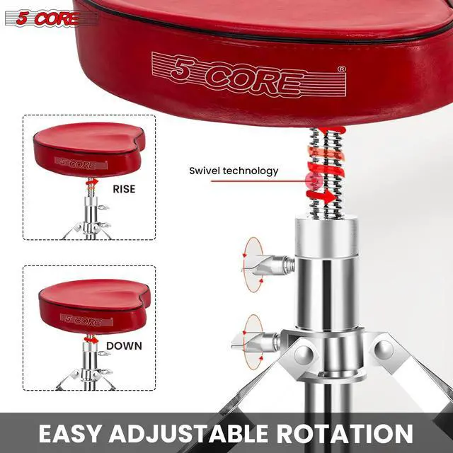 Alt view image 6 of 7 - 5 Core Drum Throne Padded Guitar Stool Adjustable Heavy Duty Music Chair Seat Universal for Adults & Kids with Anti Slip Rubber Feet - DS CH RED SDL HD