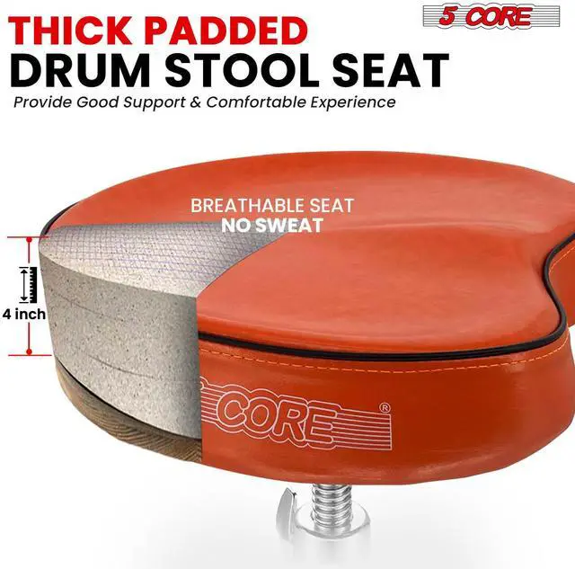 Alt view image 2 of 7 - 5 Core Drum Throne Padded Guitar Stool Adjustable Heavy Duty Music Chair Seat Universal for Adults & Kids with Anti Slip Rubber Feet - DS CH ORG SDL HD