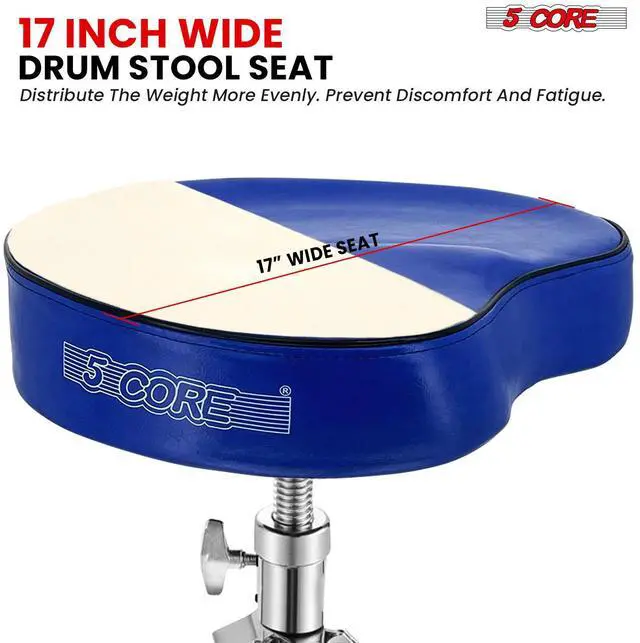 Alt view image 4 of 7 - 5 Core Drum Throne Padded Guitar Stool Adjustable Heavy Duty Music Chair Seat Universal for Adults & Kids with Anti Slip Rubber Feet - DS CH BLU SDL HD