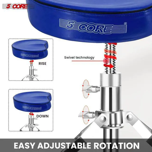 Alt view image 6 of 7 - 5 Core Drum Throne Padded Guitar Stool Adjustable Heavy Duty Music Chair Seat Universal for Adults & Kids with Anti Slip Rubber Feet - DS CH BLU SDL HD