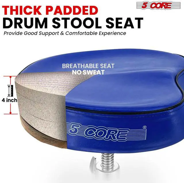 Alt view image 2 of 7 - 5 Core Drum Throne Padded Guitar Stool Adjustable Heavy Duty Music Chair Seat Universal for Adults & Kids with Anti Slip Rubber Feet - DS CH BLU SDL HD